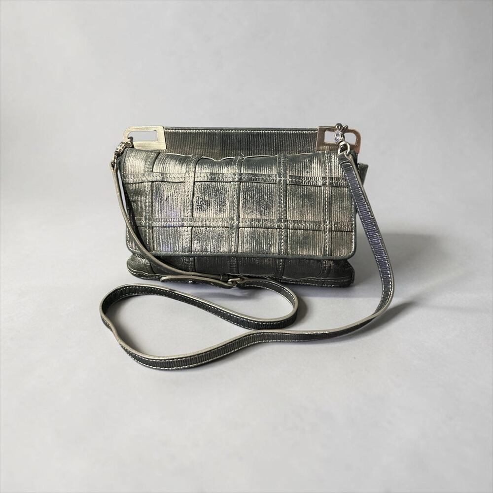 vintage metallic silver Botkier Leather Cross body Bag